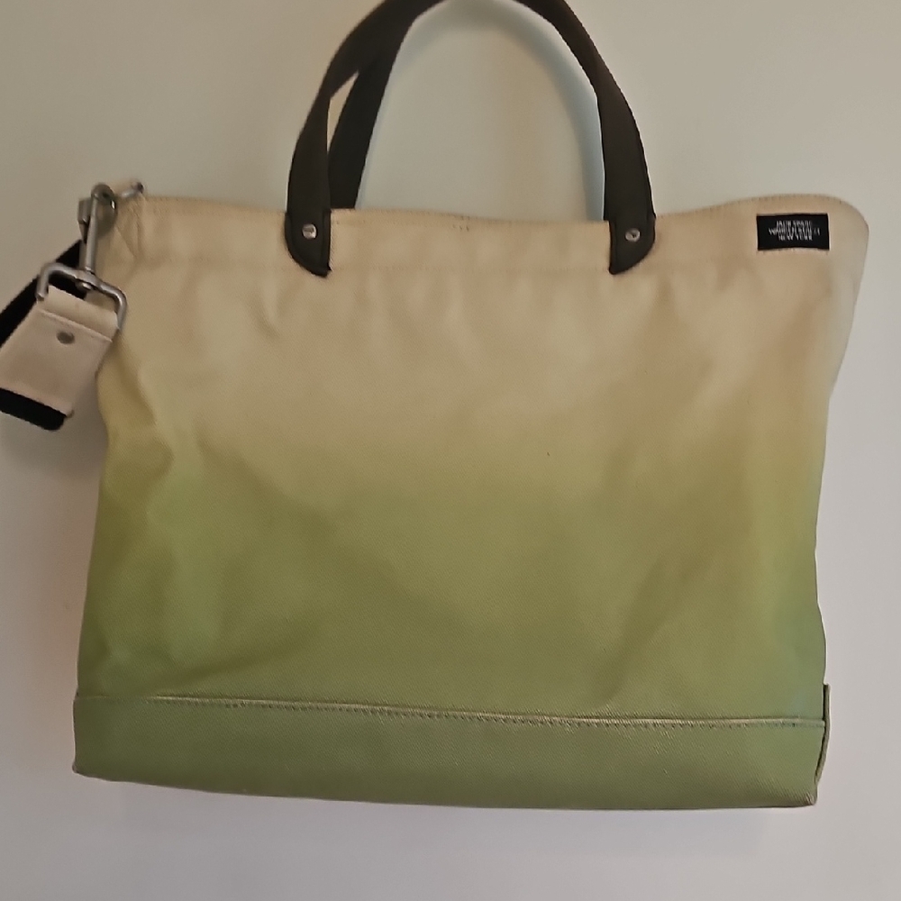 Jack Spade Warren Street New York Green and Cream Tote Bag